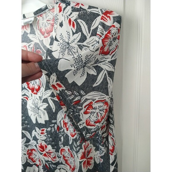 Serengeti Woman XL Blouse S/S Pullover Black White Red Classic Office - Picture 6 of 7